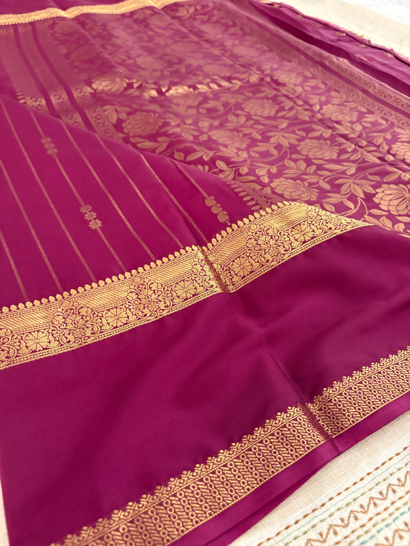 SEMI CREPE SILK SAREE-WINE J211