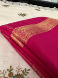 SEMI CREPE SILK SAREE-RANI PINK J211