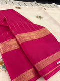 SEMI CREPE SILK SAREE-RANI PINK J211