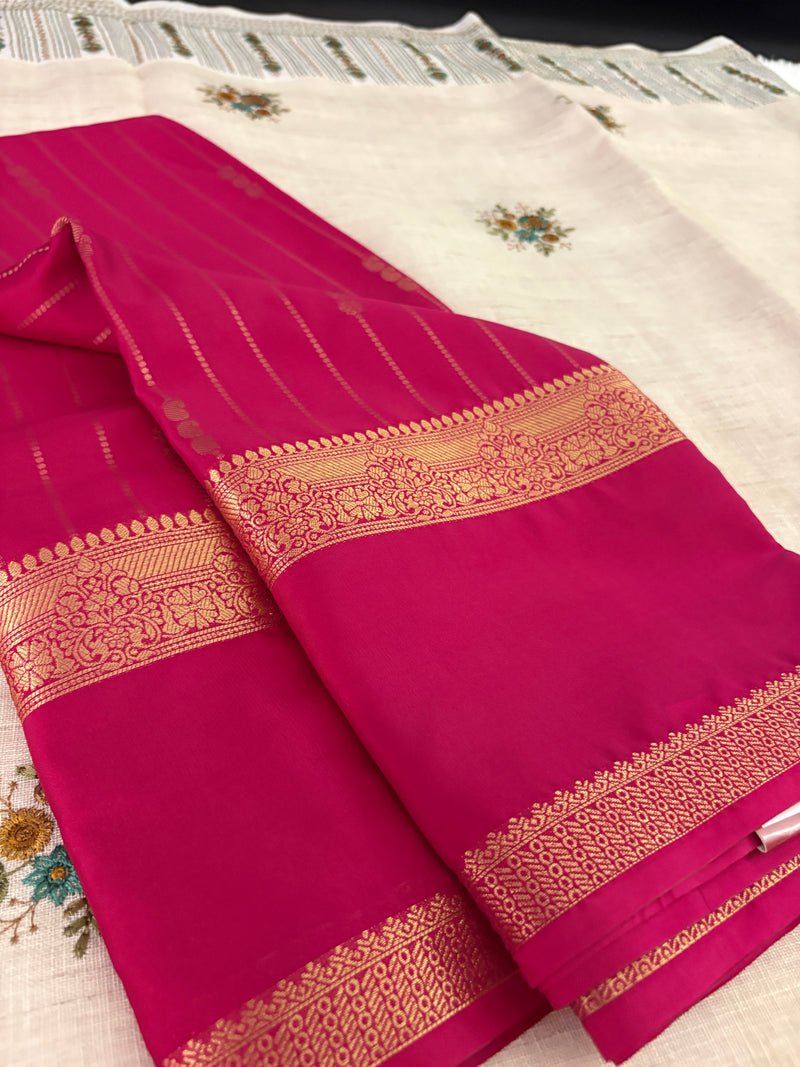 SEMI CREPE SILK SAREE-RANI PINK J211