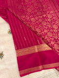 SEMI CREPE SILK SAREE-RANI PINK J211