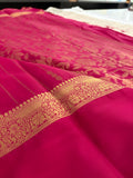 SEMI CREPE SILK SAREE-RANI PINK J211