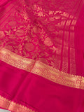 SEMI CREPE SILK SAREE-RANI PINK J211