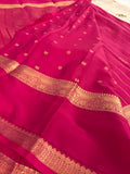 SEMI CREPE SILK SAREE-RANI PINK J211