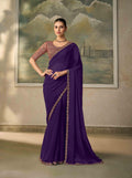 Mulberry Georgette Silk Saree with Embroidered Border PARTY