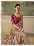 Shimmer Gold Chiffon Saree with Embroidered Border PARTY