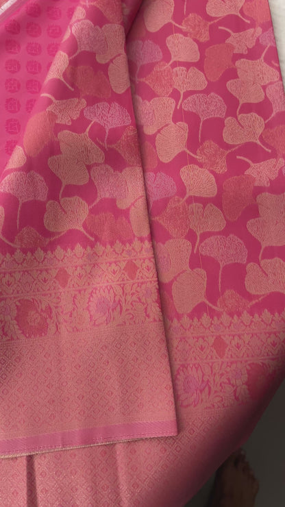 Floral baby pink soft silk saree-JAN2