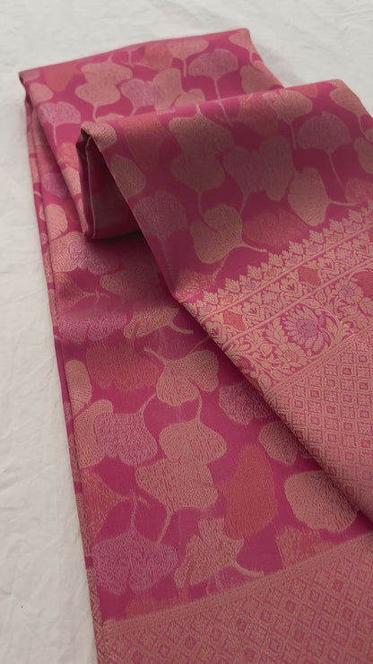 Floral baby pink soft silk saree-JAN2