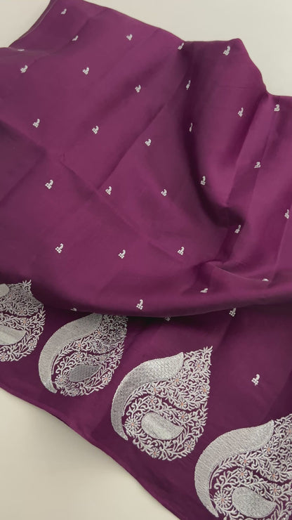 Dark Purple Butter silk Saree-DC712