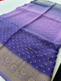 Greyish Purple Shaded Georgette Designer Saree with Small Gold Butta JU24