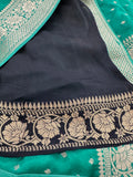 Sapphire Blue Chinon Georgette Saree with Silver Butti and Grand Leaf Pallu JU24