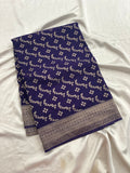 Navy Blue Heritage Linen Designer Saree with Butta Design