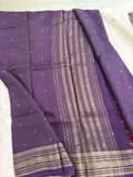 Purple Checks Saree with Golden Stripe Pallu and Contrast Pink Blouse SALE