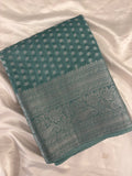 SAMITA - Pastel Green Silver Butta Soft Silk Designer Saree