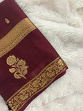 Brown Crepe Silk Saree with Sunflower Bentex Border