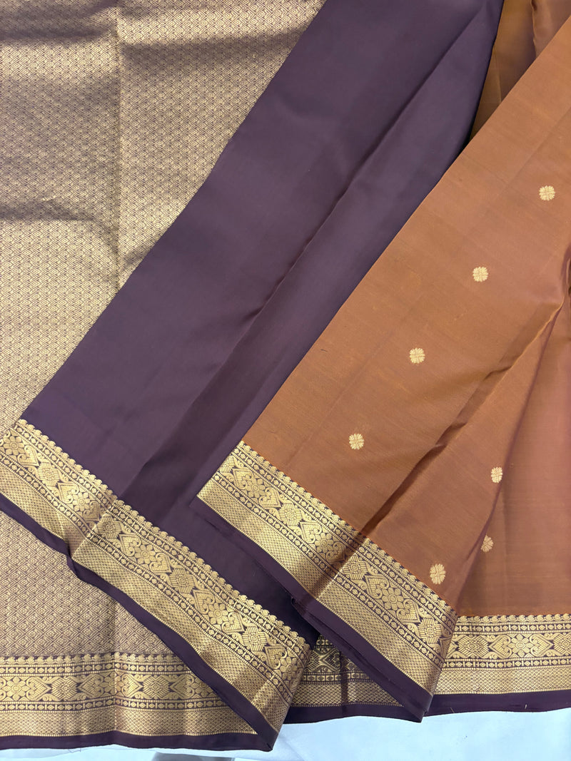 Pure Mix Silk Saree - Sand x Purple - JU23