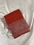 SAMITA - Rust Orange Silver Butta Soft Silk Designer Saree