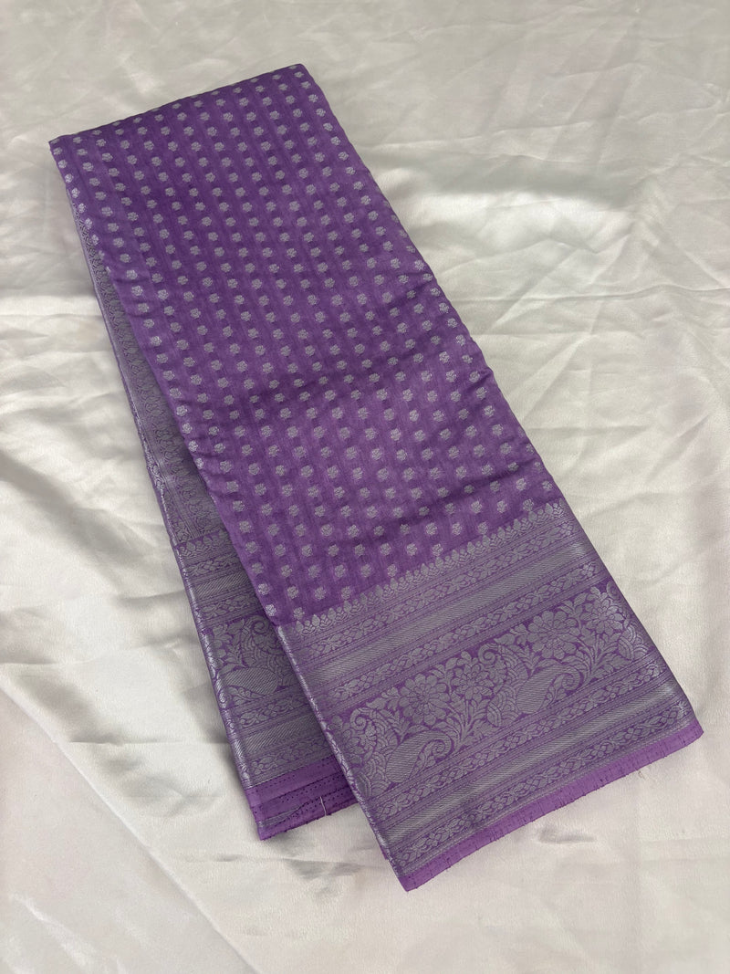 SAMITA - Lavender Silver Butta Soft Silk Designer Saree