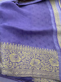 Greyish Purple Shaded Georgette Designer Saree with Small Gold Butta JU24