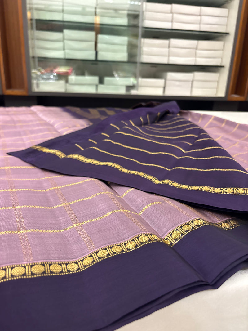 Pure Mix Silk Saree - Lavender x Purple - JU23