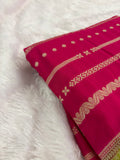 Pink x Green Viscose Silk Saree with Lines and Butta Pattern SALE