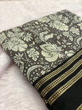 Black into Grey Floral Print Viscose Silk Saree SALE