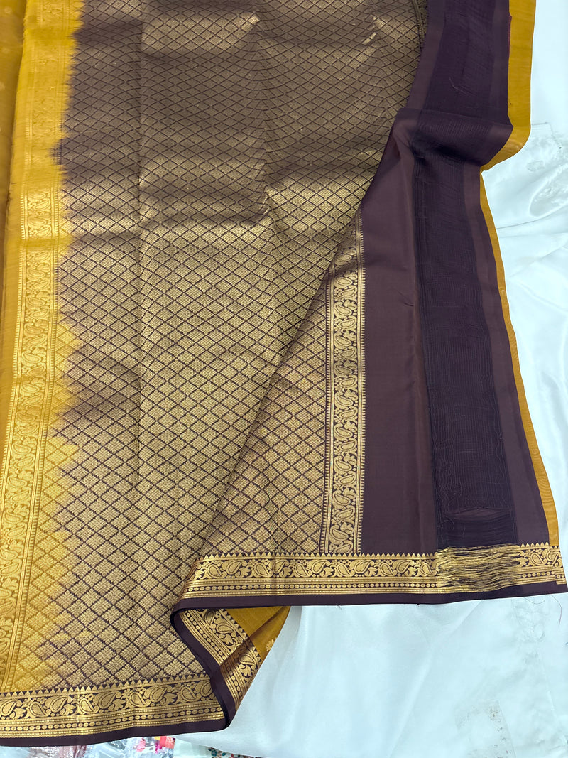 Pure Mix Silk Saree - Gold x Purple - JU23