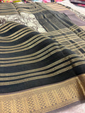 Black into Grey Floral Print Viscose Silk Saree SALE