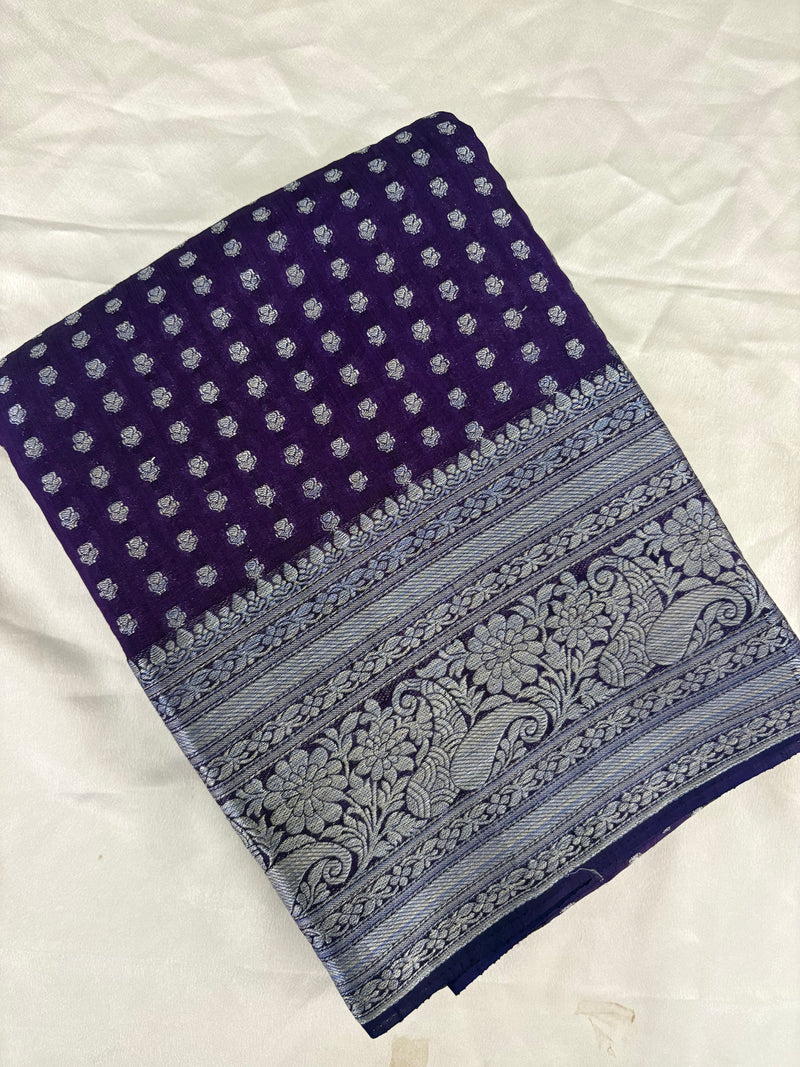 SAMITA - Purple Silver Butta Soft Silk Designer Saree