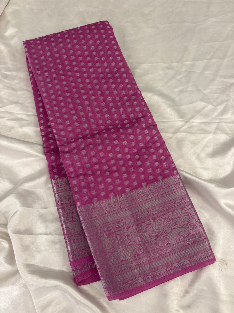 SAMITA - Baby Pink Silver Butta Soft Silk Designer Saree