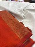Orange x Purple Soft Cotton Designer Saree with Box Pattern and Zari