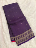 Purple Checks Saree with Golden Stripe Pallu and Contrast Pink Blouse SALE
