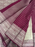 SAMITA - Wine Silver Butta Soft Silk Designer Saree
