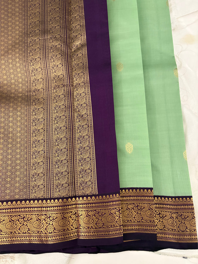 Pure Mix Silk Saree - Pista Green x Purple - JU23