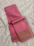Baby Pink x Brown Viscose Stripe Pattern Saree SALE