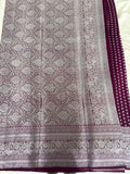 SAMITA - Wine Silver Butta Soft Silk Designer Saree