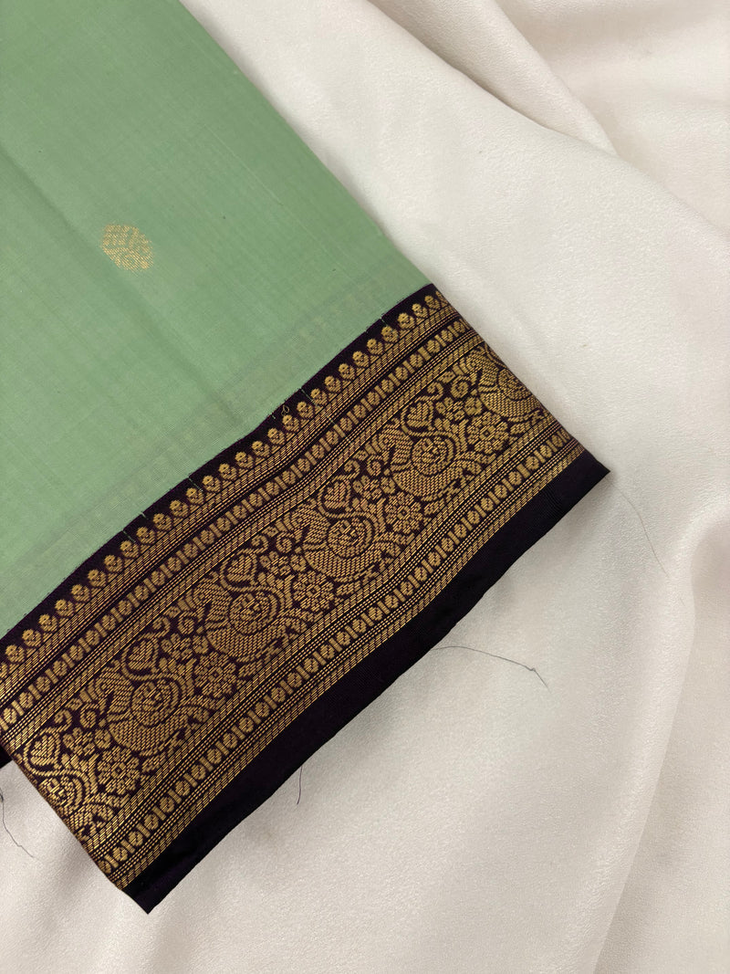 Pure Mix Silk Saree - Pista Green x Purple - JU23