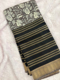 Black into Grey Floral Print Viscose Silk Saree SALE