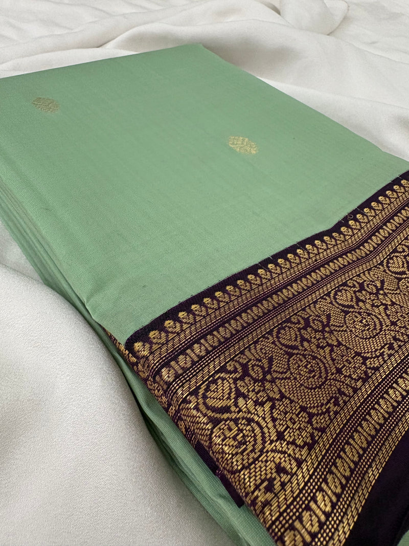 Pure Mix Silk Saree - Pista Green x Purple - JU23