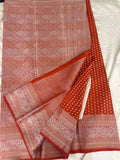 SAMITA - Rust Orange Silver Butta Soft Silk Designer Saree