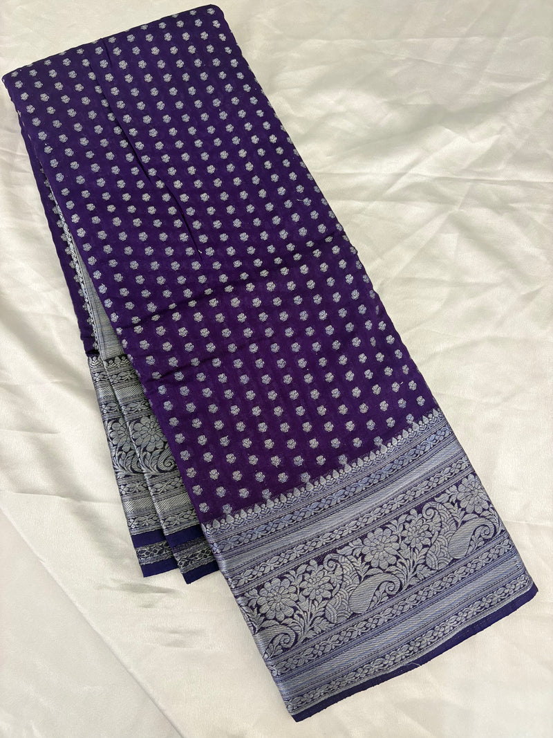 SAMITA - Purple Silver Butta Soft Silk Designer Saree