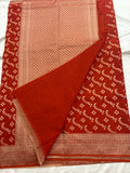 Rust Heritage Linen Designer Saree with Butta Design