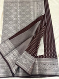 SAMITA - Brown Silver Butta Soft Silk Designer Saree