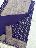Navy Blue Heritage Linen Designer Saree with Butta Design