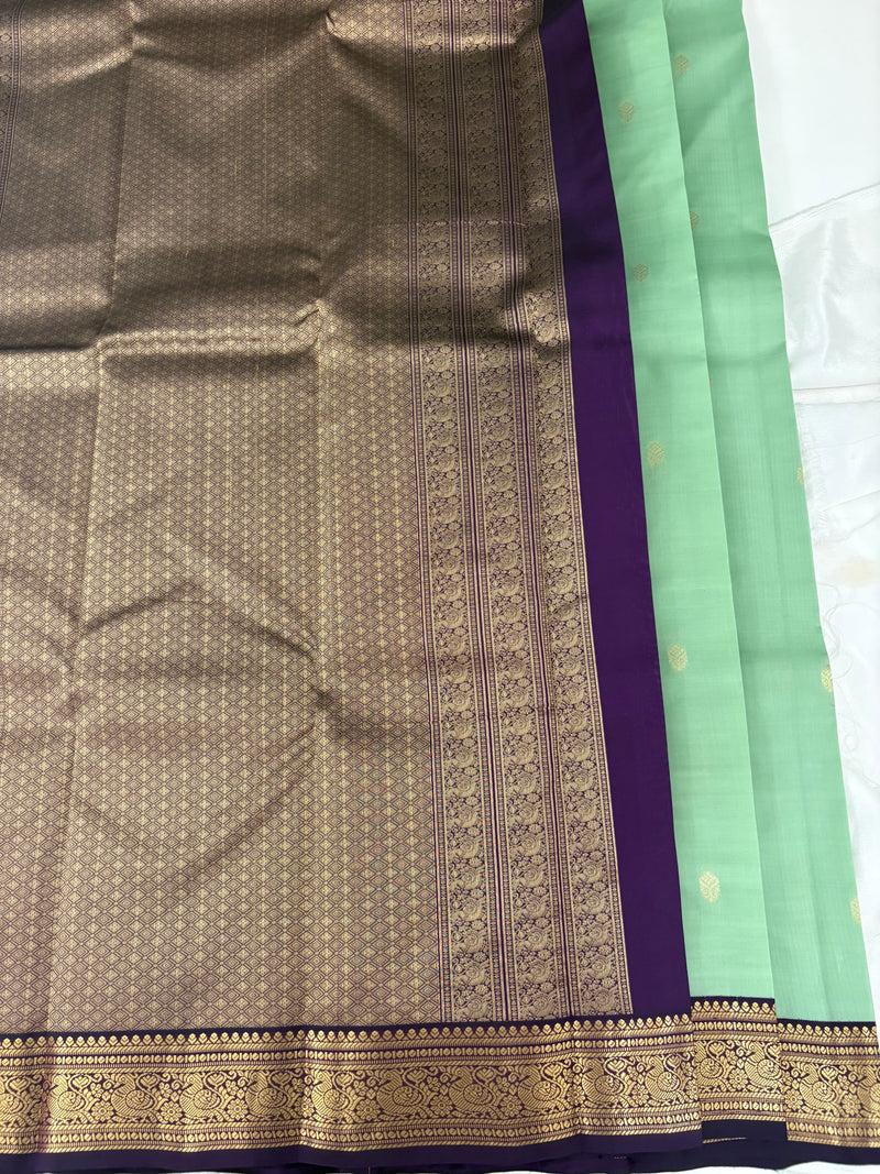 Pure Mix Silk Saree - Pista Green x Purple - JU23