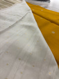 Yellow x Cream Viscose Silk Saree with Kalamkari Border and Stripe Butta Design SALE