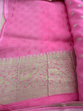 Yellow Pink Shade Georgette Designer Saree with Small Gold Butta JU24