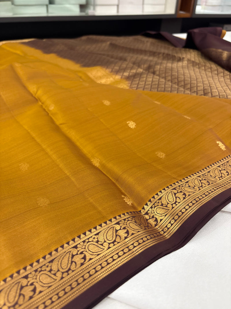 Pure Mix Silk Saree - Gold x Purple - JU23