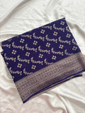Navy Blue Heritage Linen Designer Saree with Butta Design