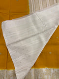 Yellow x Cream Viscose Silk Saree with Kalamkari Border and Stripe Butta Design SALE